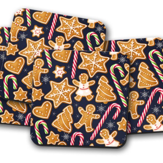 Dessous-de-verre Noël de pain d'épices bleu | Jeu de Dessous de ver