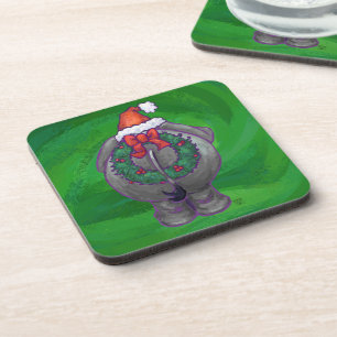 Dessous-de-verre Noël d'éléphant sur Green