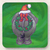 Dessous-de-verre Noël d'éléphant sur Green (Devant)
