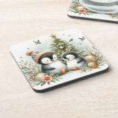 Dessous-de-verre Noël des pingouins (Côté gauche)
