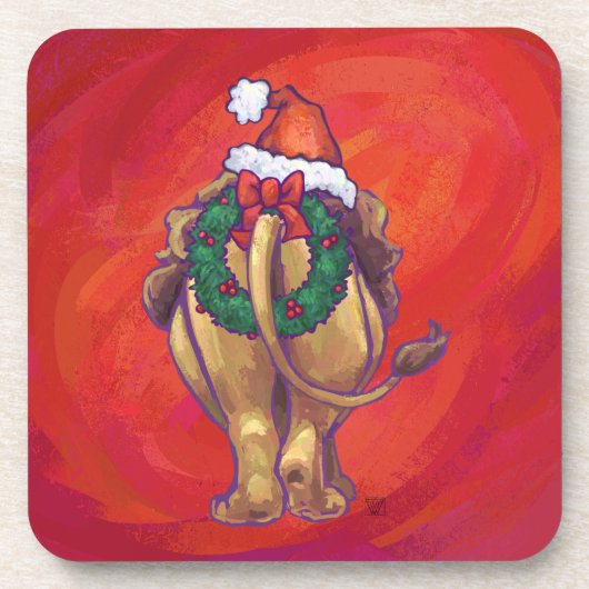 Dessous-de-verre Noël du lion en rouge (Devant)