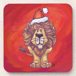 Dessous-de-verre Noël du lion en rouge