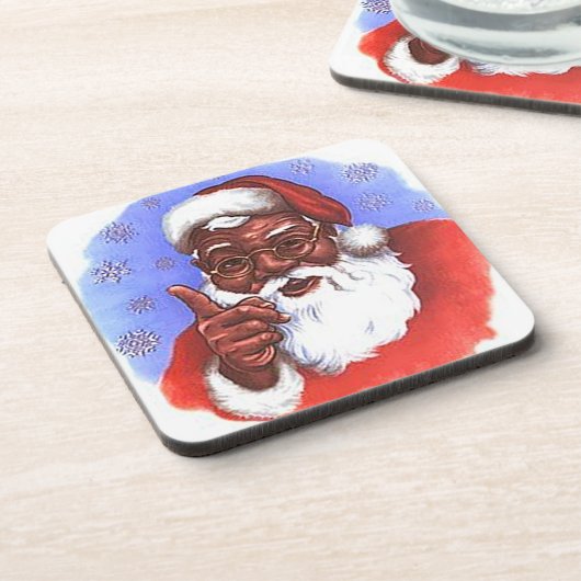 Dessous-de-verre Noël du Père Noël noir afro-américain (Côté gauche)