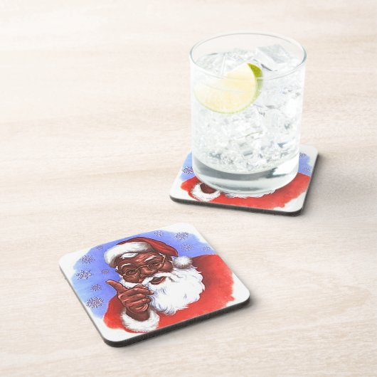 Dessous-de-verre Noël du Père Noël noir afro-américain (Côté Droit)