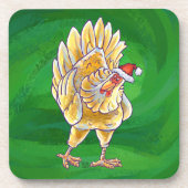 Dessous-de-verre Noël Du Poulet Sur Vert (Devant)