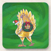 Dessous-de-verre Noël Du Poulet Sur Vert (Devant)