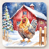 Dessous-de-verre Noël Festif de poulet mignon (Devant)