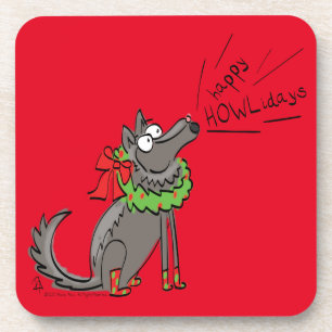 Dessous-de-verre Noël Loup Drôle Enfants Mignons