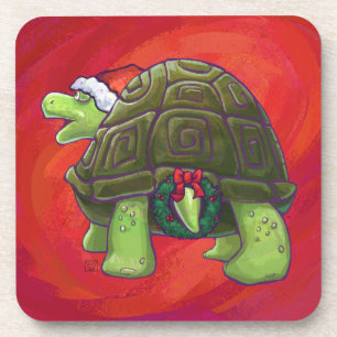 Dessous-de-verre Noël tortue en rouge