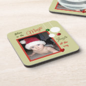 Dessous-de-verre Noël vert et rouge avec photo et baubles (Côté gauche)