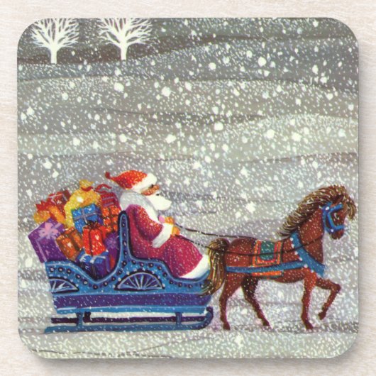 Dessous-de-verre Noël Vintage, Cheval du Père Noël (Devant)