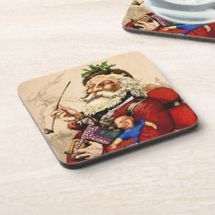 Dessous-de-verre Noël vintage, jouets en pipe de Père Noël victorie