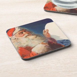 Dessous-de-verre Noël vintage, Père Noël Liste des gentils et des m