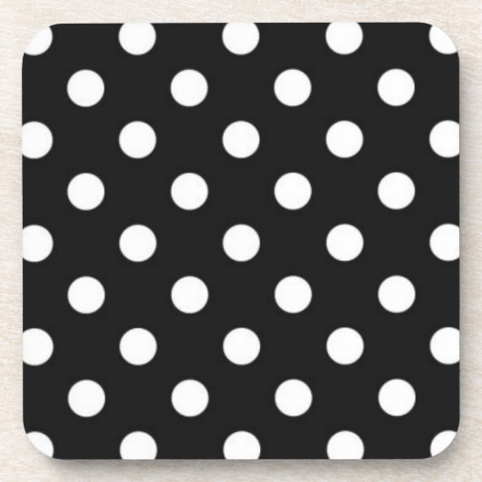 Dessous-de-verre Noir avec points blancs (Devant)