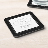 Dessous-de-verre Noir & Blanc Élégant Coeurs de mariage pour toujou (Côté gauche)