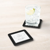 Dessous-de-verre Noir & Blanc Élégant Mariage Cœurs Amour Éternel (Côté Droit)