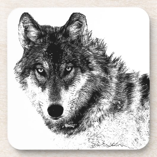 Dessous-de-verre Noir Blanc Inspiration Wolf Eyes (Devant)