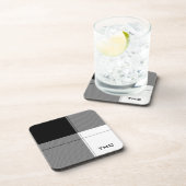 Dessous-de-verre Noir Blanc Moderne Plaid INITIALES Preppy Chic (Côté Droit)