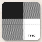 Dessous-de-verre Noir Blanc Moderne Plaid INITIALES Preppy Chic (Devant)