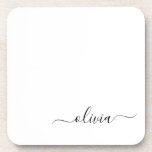 Dessous-de-verre Noir Blanc moderne Script Girl Monogramme Nom<br><div class="desc">Dessous de verre en papier de nom Monogramme simple noir et blanc. Cela fait le cadeau parfait de remise de diplômes,  anniversaire,  mariage,  douche nuptiale,  anniversaire,  baby shower ou bachelorette pour quelqu'un qui aime le luxe glam et les styles chic.</div>
