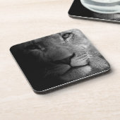 Dessous-de-verre Noir Blanc Motivation Leadership Lion Portrait (Côté gauche)