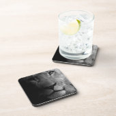 Dessous-de-verre Noir Blanc Motivation Leadership Lion Portrait (Côté Droit)