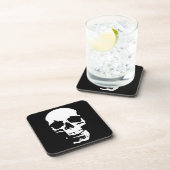 Dessous-de-verre Noir & Blanc Pop Art Crâne Cool élégant (Côté Droit)