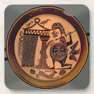 Dessous-de-verre Noir-chiffre tasse de Laconian dépeignant un atta