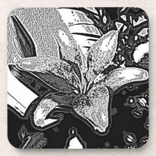 Dessous-de-verre noir et blanc abstrait formes modernes