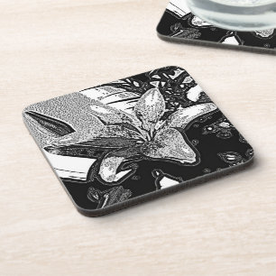Dessous-de-verre noir et blanc abstrait formes modernes