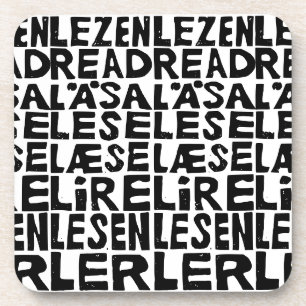Dessous-de-verre Noir et blanc "Lire" en 8 langues Lino Cut