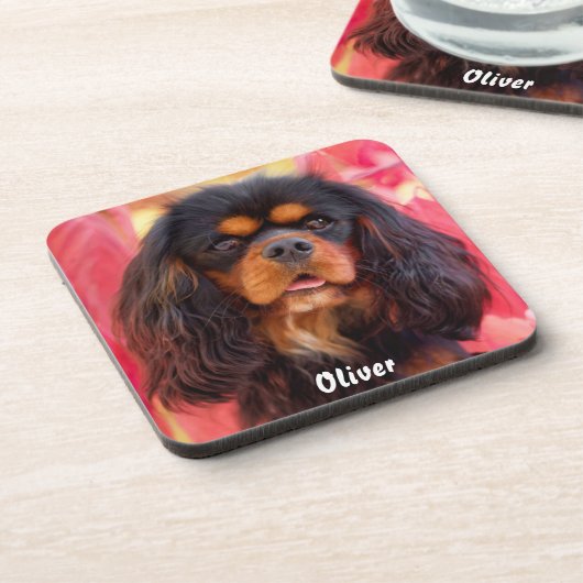 Dessous-de-verre Noir et Tan Cavalier King Charles Spaniel Chien (Côté gauche)