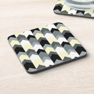 Dessous-de-verre Noir, gris, chevron jaune