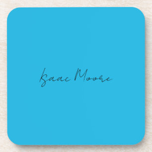 Dessous-de-verre Nom de calligraphie de script bleu clair élégant