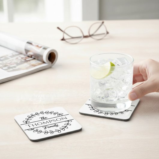 Dessous-de-verre Nom de famille Couronne florale