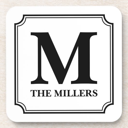 Dessous-de-verre Nom de famille de couleur/monogramme Editable de (Devant)