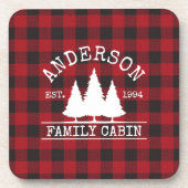 Dessous-de-verre Nom de famille du cabine Red Buffalo Plaid (Devant)