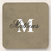 Dessous-de-verre Nom de famille élégant et monogramme (Devant)