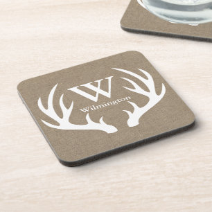 Dessous-de-verre Nom de famille rustique de toile de jute de Faux