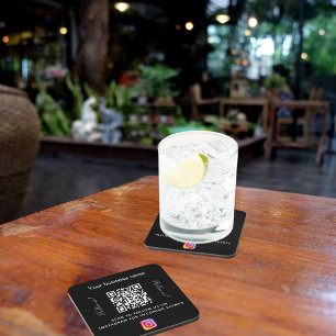 Dessous-de-verre Nom de l'entreprise qr code instagram noir blanc