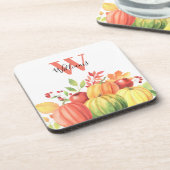 Dessous-de-verre Nom du monogramme de l'automne du citrouille (Côté gauche)