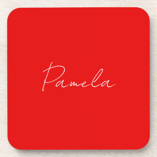 Dessous-de-verre Nom élégant Minimaliste classique rouge chaud