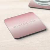 Dessous-de-verre Nom et monogramme | Soft FAUX Rose Gold Blush (Côté gauche)