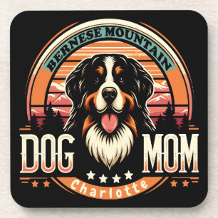 Dessous-de-verre Nom personnalisé Bernese Mountain Dog Maman Vintag