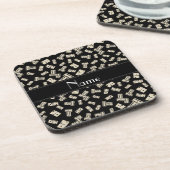 Dessous-de-verre Nom personnalisé dominos noirs (Côté gauche)