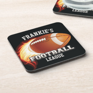 Dessous-de-verre NOM Personnalisé Flames de football américain Sp