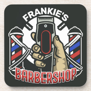 Dessous-de-verre Nom personnalisé Retro Barber Shop Pole Barbersho