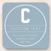 Dessous-de-verre Nom unique & modèle de monogramme | Bleu poussiére (Devant)