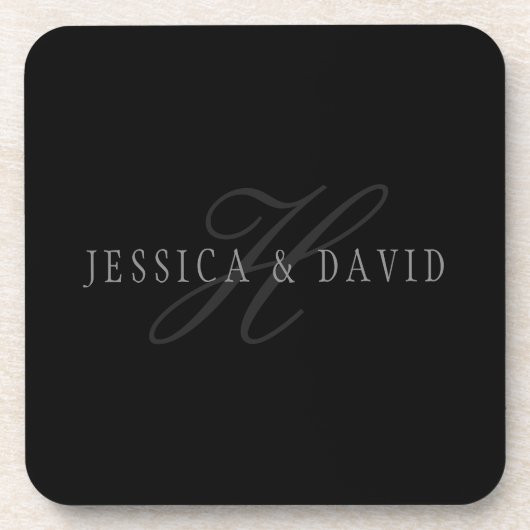 Dessous-de-verre Noms de couple & Monogramme du nom de famille (Devant)