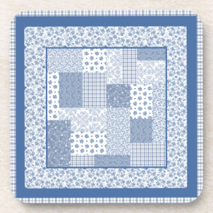 Dessous-de-verre Nostalgique Indigo Faux Patchwork Ensemble de Dess